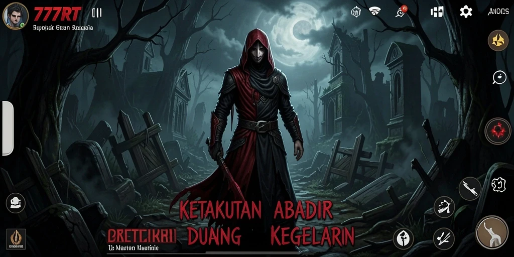 Screenshot gameplay 777RT yang menunjukkan momen menegangkan dan atmosfer Horror.