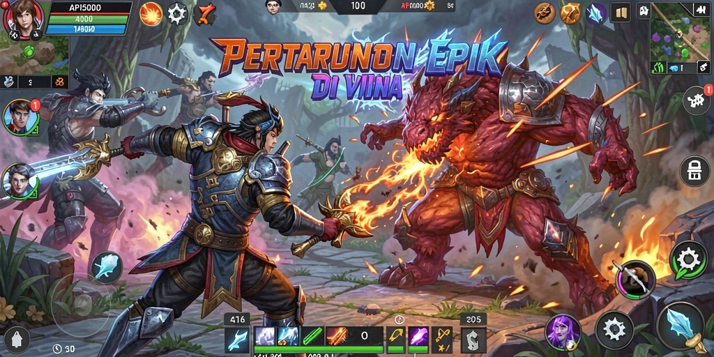 Screenshot gameplay API5000 menampilkan aksi pertarungan yang intens.