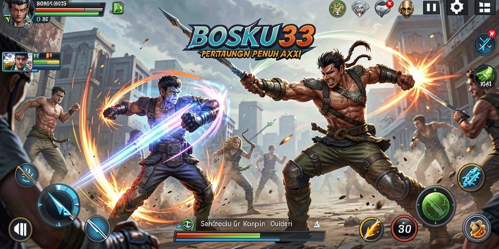 Tampilan gameplay BOSKU33 dengan aksi pertarungan yang menarik.