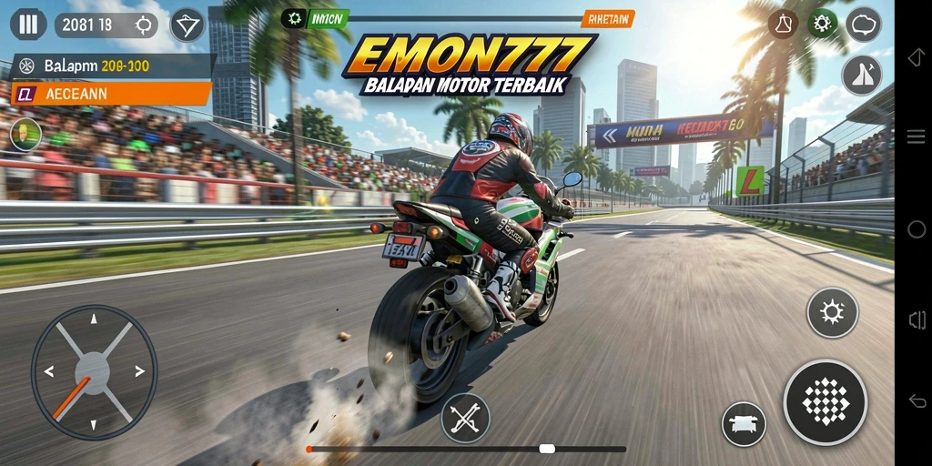 Gameplay balapan motor yang menegangkan dan penuh aksi.