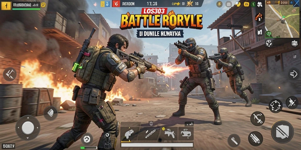 Tangkapan layar gameplay LOS303 yang penuh aksi Battle Royale.