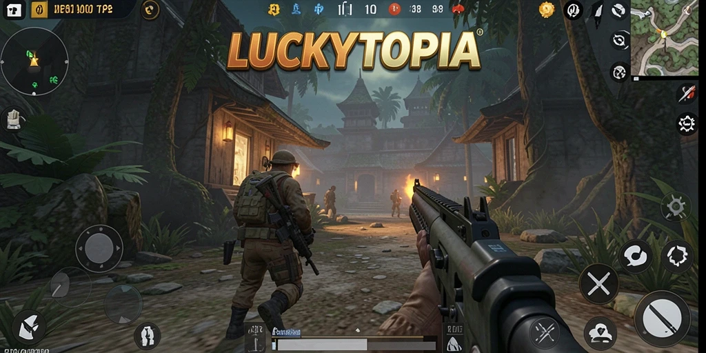 Tampilan gameplay TPS yang mendebarkan dari LUCKYTOPIA.