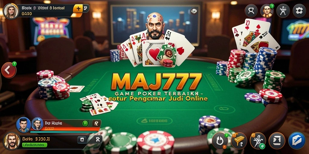 Screenshot MAJ777 menunjukkan gameplay Poker yang mendebarkan.