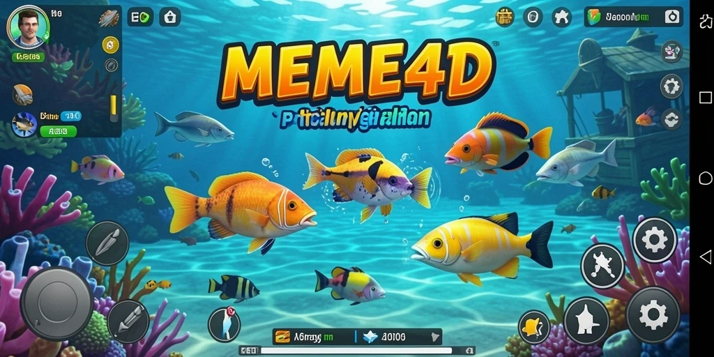 Tampilan gameplay yang menegangkan di MEME4D saat berburu ikan.