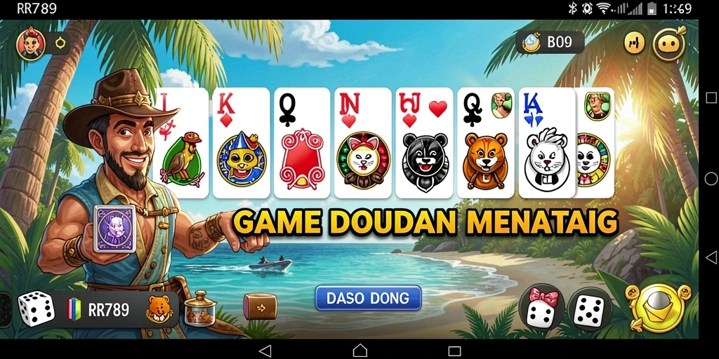 Tampilan gameplay seru RR789 dengan kartu Domino yang menarik.