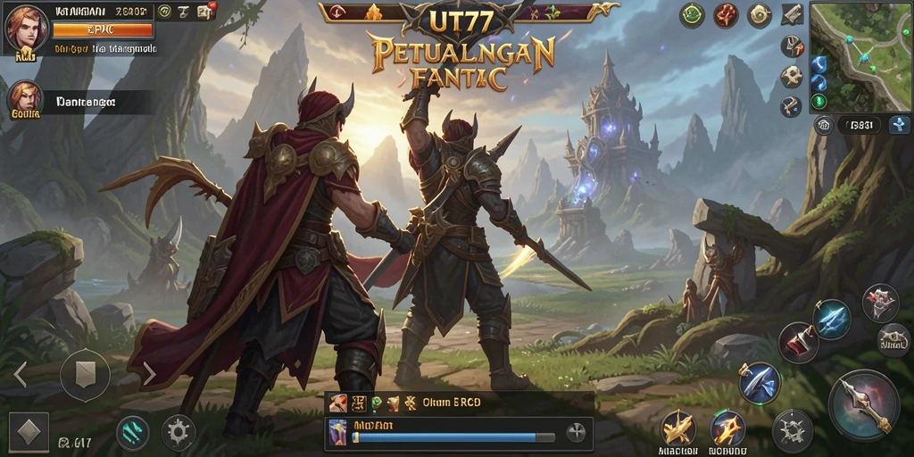Tangkapan layar UT77 yang menampilkan aksi RPG yang memukau.